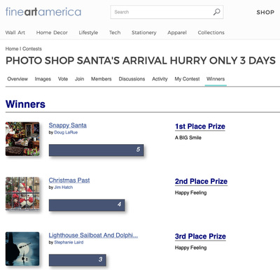 1st Place Win In The PHOTO SHOP SANTAS ARRIVAL Contest